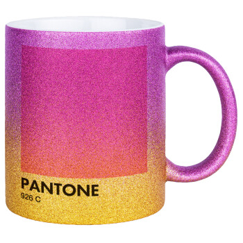 PANTONE Pink C, Κούπα Χρυσή/Ροζ Glitter, κεραμική, 330ml