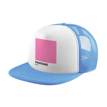 PANTONE Pink C, Καπέλο παιδικό Soft Trucker με Δίχτυ ΓΑΛΑΖΙΟ/ΛΕΥΚΟ (POLYESTER, ΠΑΙΔΙΚΟ, ONE SIZE)