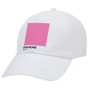 PANTONE Pink C, Καπέλο ενηλίκων Jockey Λευκό (snapback, 5-φύλλο, unisex)