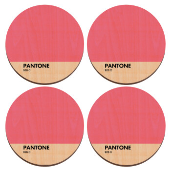 PANTONE Pink C, ΣΕΤ x4 Σουβέρ ξύλινα στρογγυλά plywood (9cm)