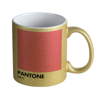 PANTONE Pink C, Κούπα Χρυσή Glitter που γυαλίζει, κεραμική, 330ml