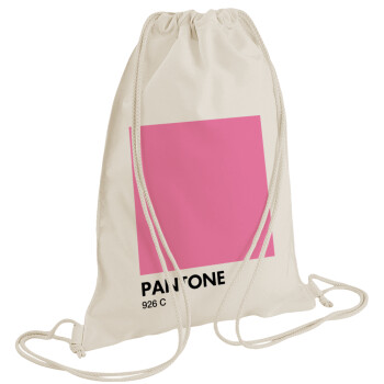 PANTONE Pink C, Τσάντα πλάτης πουγκί GYMBAG natural (28x40cm)