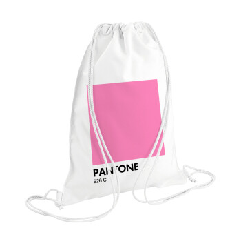PANTONE Pink C, Τσάντα πλάτης πουγκί GYMBAG λευκή (28x40cm)