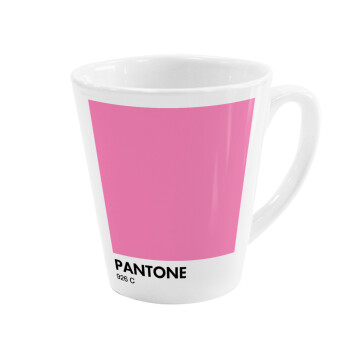 PANTONE Pink C, Κούπα κωνική Latte Λευκή, κεραμική, 300ml