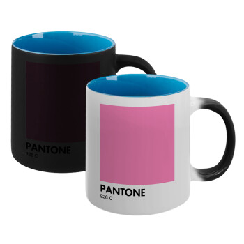 PANTONE Pink C, Κούπα Μαγική εσωτερικό μπλε, κεραμική 330ml που αλλάζει χρώμα με το ζεστό ρόφημα (1 τεμάχιο)