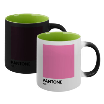 PANTONE Pink C, Κούπα Μαγική εσωτερικό πράσινο, κεραμική 330ml που αλλάζει χρώμα με το ζεστό ρόφημα (1 τεμάχιο)