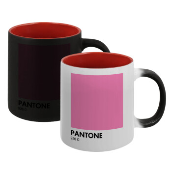 PANTONE Pink C, Κούπα Μαγική εσωτερικό κόκκινο, κεραμική, 330ml που αλλάζει χρώμα με το ζεστό ρόφημα (1 τεμάχιο)