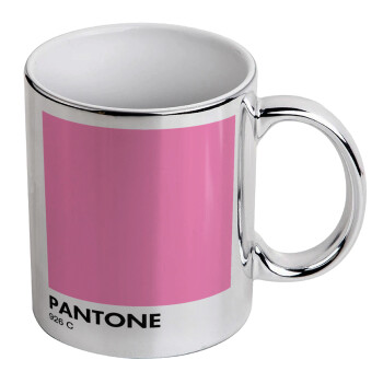 PANTONE Pink C, Mug ceramic, silver mirror, 330ml