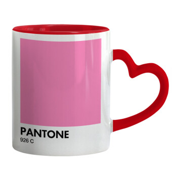 PANTONE Pink C, Mug heart red handle, ceramic, 330ml