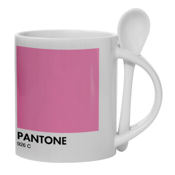 PANTONE Pink C, Κούπα, κεραμική με κουταλάκι, 330ml (1 τεμάχιο)