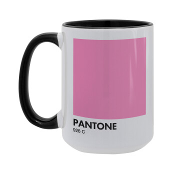 PANTONE Pink C, Κούπα Mega 15oz, κεραμική Μαύρη, 450ml