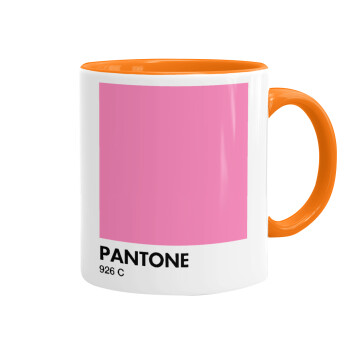 PANTONE Pink C, Κούπα χρωματιστή πορτοκαλί, κεραμική, 330ml