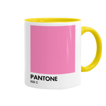 PANTONE Pink C, Mug colored yellow, ceramic, 330ml