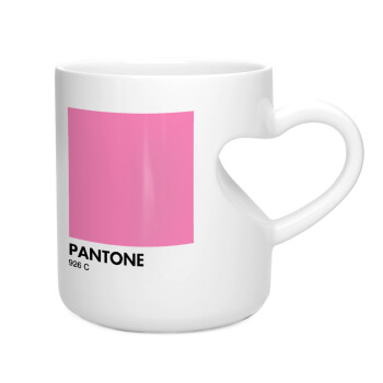 PANTONE Pink C, Κούπα καρδιά λευκή, κεραμική, 330ml