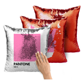PANTONE Pink C, Μαξιλάρι καναπέ Μαγικό Κόκκινο με πούλιες 40x40cm περιέχεται το γέμισμα