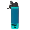 Metallic water bottle with safety lid, 850ml aluminum