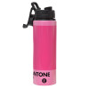 Metallic water bottle with safety lid, 850ml aluminum