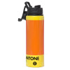 Metallic water bottle with safety lid, 850ml aluminum