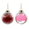Transparent Christmas tree ball ornament with red filling 8cm