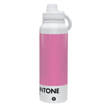 PANTONE Pink C, 1L Stainless Steel Thermal Bottle with Phone Holder & Double Wall Insulation