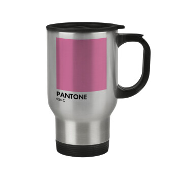 PANTONE Pink C, Κούπα ταξιδιού ανοξείδωτη με καπάκι, διπλού τοιχώματος (θερμό) 450ml