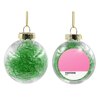 PANTONE Pink C, Χριστουγεννιάτικη μπάλα δένδρου διάφανη με πράσινο γέμισμα 8cm