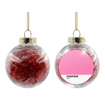 PANTONE Pink C, Χριστουγεννιάτικη μπάλα δένδρου διάφανη με κόκκινο γέμισμα 8cm