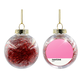 PANTONE Pink C, Transparent Christmas tree ball ornament with red filling 8cm