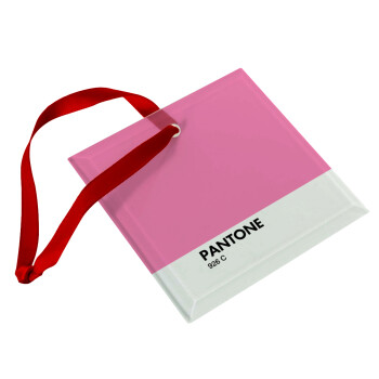 PANTONE Pink C, Χριστουγεννιάτικο στολίδι γυάλινο τετράγωνο 9x9cm