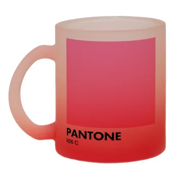 PANTONE Pink C, Κούπα γυάλινη δίχρωμη με βάση το κόκκινο ματ, 330ml