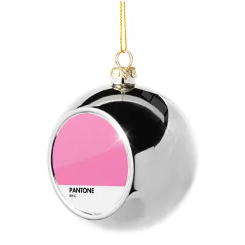 PANTONE Pink C, Silver 8cm Christmas tree ball ornament