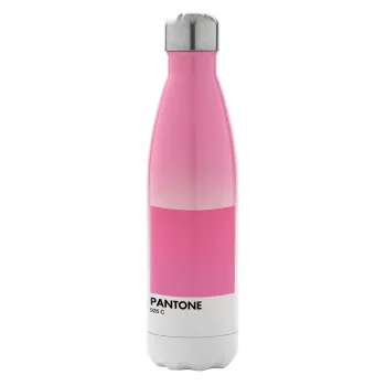 PANTONE Pink C, Μεταλλικό παγούρι θερμός Ροζ/Λευκό (Stainless steel), διπλού τοιχώματος, 500ml