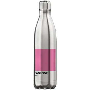 PANTONE Pink C, Μεταλλικό παγούρι θερμός Inox (Stainless steel), διπλού τοιχώματος, 750ml