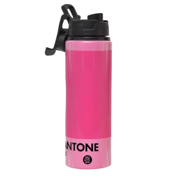 PANTONE Pink C, Μεταλλικό παγούρι νερού με καπάκι ασφαλείας, αλουμινίου 850ml