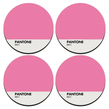 PANTONE Pink C, ΣΕΤ 4 Σουβέρ ξύλινα στρογγυλά (9cm)