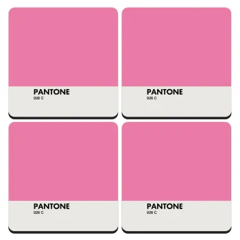PANTONE Pink C, ΣΕΤ 4 Σουβέρ ξύλινα τετράγωνα (9cm)