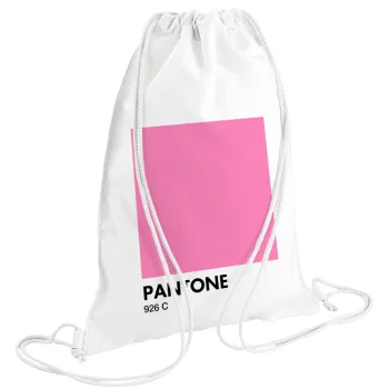 PANTONE Pink C, Τσάντα πλάτης πουγκί GYMBAG λευκή (28x40cm)