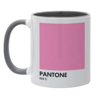 PANTONE Pink C, Κούπα χρωματιστή γκρι, κεραμική, 330ml