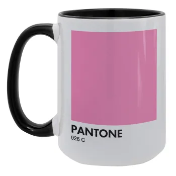 PANTONE Pink C, Κούπα Mega 15oz, κεραμική Μαύρη, 450ml
