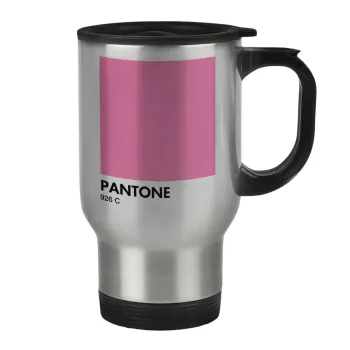 PANTONE Pink C, Κούπα ταξιδιού ανοξείδωτη με καπάκι, διπλού τοιχώματος (θερμό) 450ml