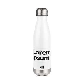 Lorem ipsum, Μεταλλικό παγούρι θερμός Λευκό (Stainless steel), διπλού τοιχώματος, 500ml