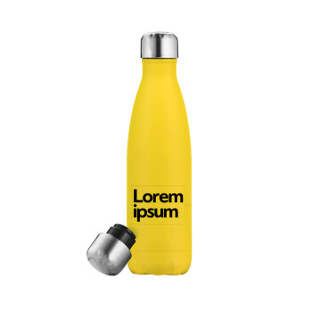 Lorem ipsum, Μεταλλικό παγούρι θερμός Κίτρινος (Stainless steel), διπλού τοιχώματος, 500ml