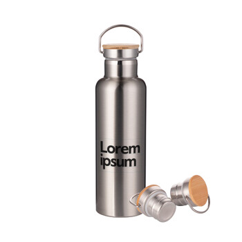 Lorem ipsum, Stainless steel Silver with wooden lid (bamboo), double wall, 750ml