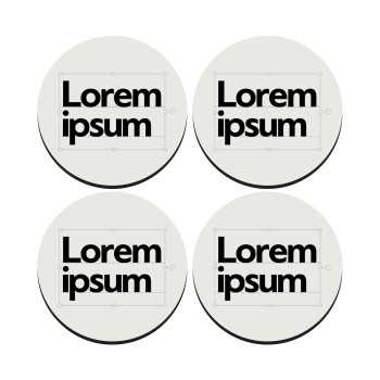 Lorem ipsum, SET of 4 round wooden coasters (9cm)