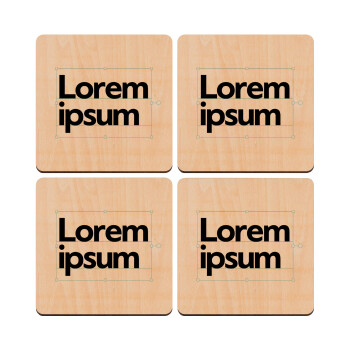 Lorem ipsum, ΣΕΤ x4 Σουβέρ ξύλινα τετράγωνα plywood (9cm)