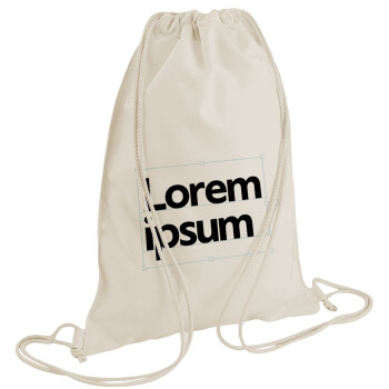 Lorem ipsum, Backpack bag GYMBAG natural (28x40cm)