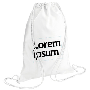 Lorem ipsum, Τσάντα πλάτης πουγκί GYMBAG λευκή (28x40cm)