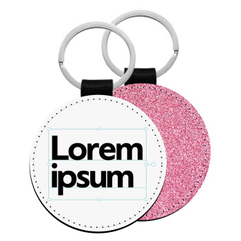 Lorem ipsum, Μπρελόκ Δερματίνη, στρογγυλό ΡΟΖ (5cm)