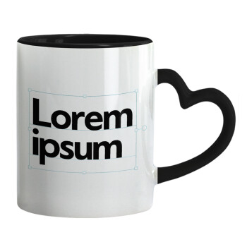 Lorem ipsum, Mug heart black handle, ceramic, 330ml