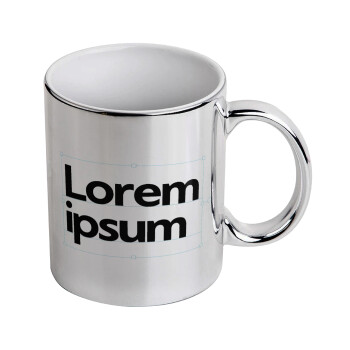 Lorem ipsum, Mug ceramic, silver mirror, 330ml